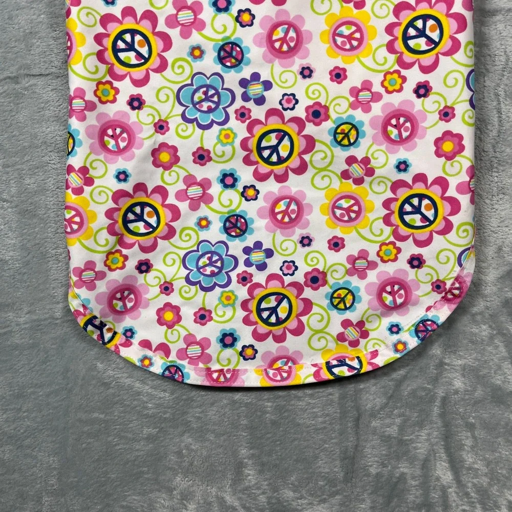 Dog‎ Raincoat Pet Multicolor Floral Peace Sign Water Resistant Vest M